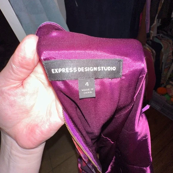 Y2K vintage Express ruched watercolor dress, excellent condition - Picture 3 of 4